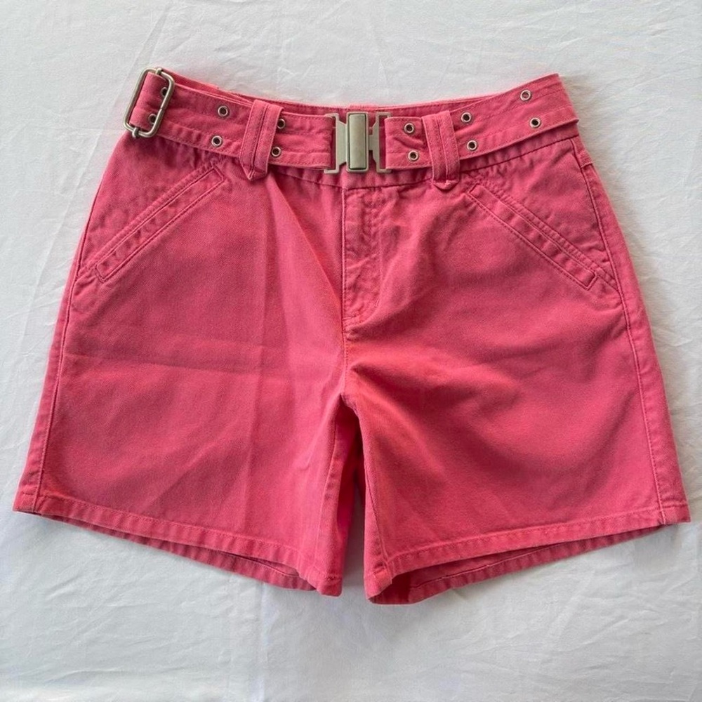 High-Rise Pink Women's Belted Shorts
